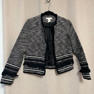 H&M Black and White Tweed Cropped Jacket
